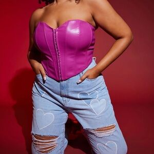 Faux leather corset top